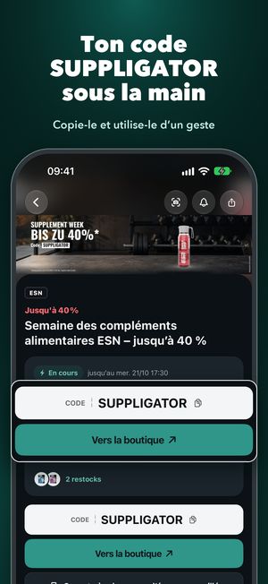 Promos et code SUPPLIGATOR dans l’app Suppligator