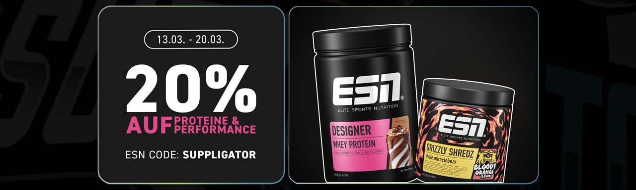 20 % de réduction sur les protéines et les produits de performance chez ESN + lancement du Grizzly Shredz
