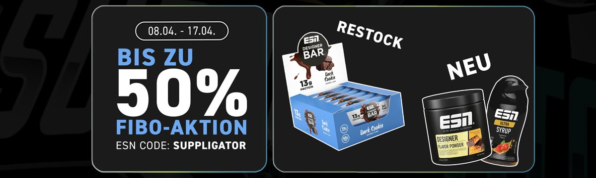 Promotion ESN FIBO avec jusqu’à 50 % de réduction et des réapprovisionnements exceptionnels, comme la barre Designer Bar Dark Cookie