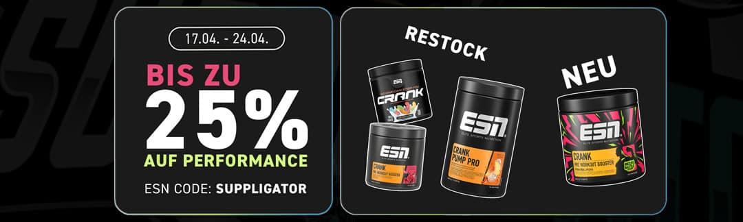Jusqu&rsquo;à 25 % de réduction pendant la « ESN Performance Week » + nouveau défi « Crank Biceps Battle »
