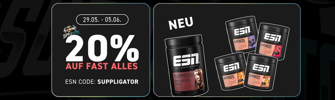 20 % de réduction sur presque tous les produits ESN + lancement des nouveaux ESN Aminos