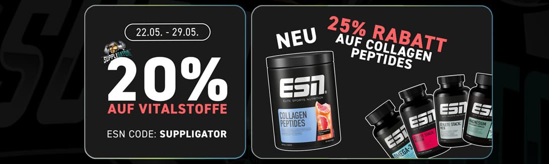 Offre spéciale ESN sur les compléments alimentaires avec jusqu’à 25 % de réduction + lancement des nouveaux peptides de collagène