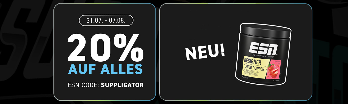 20 % de réduction sur tout chez ESN + lancement de la nouvelle poudre aromatisée à la fraise