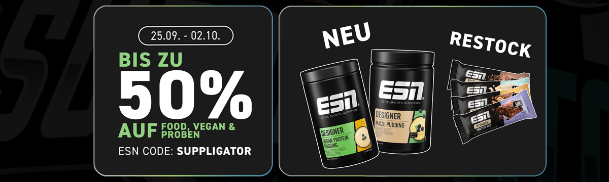 Jusqu’à 50 % de réduction sur les produits alimentaires, les produits végétaliens et les échantillons chez ESN + lancement de nombreux produits et lots