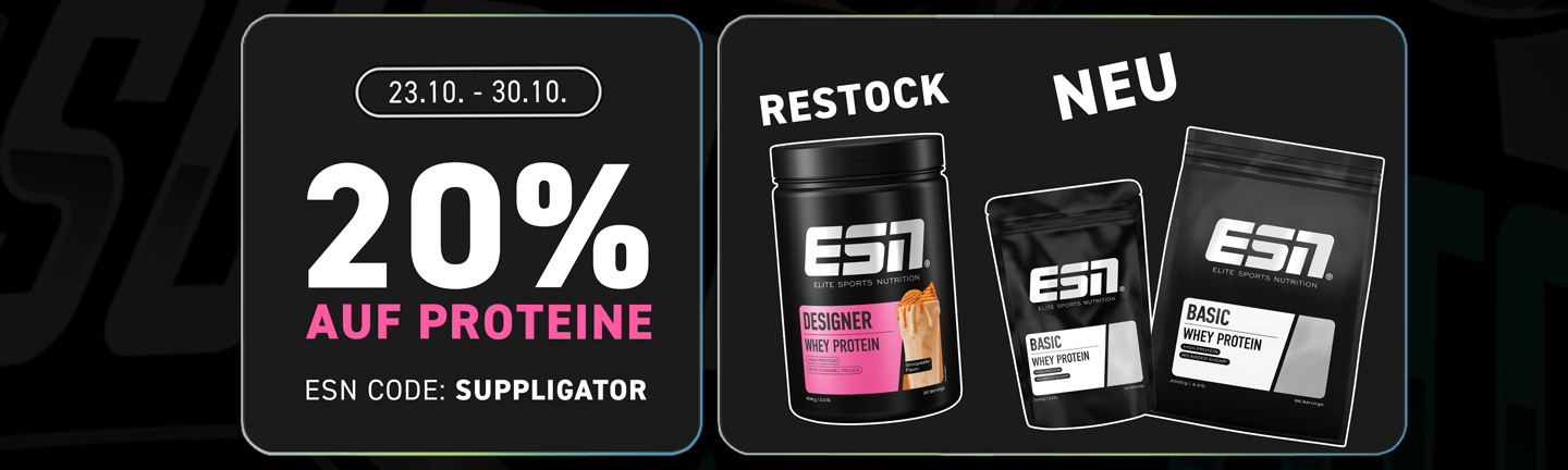 Promotion ESN sur les protéines avec 20 % de réduction et le lancement de la nouvelle ESN Basic Whey