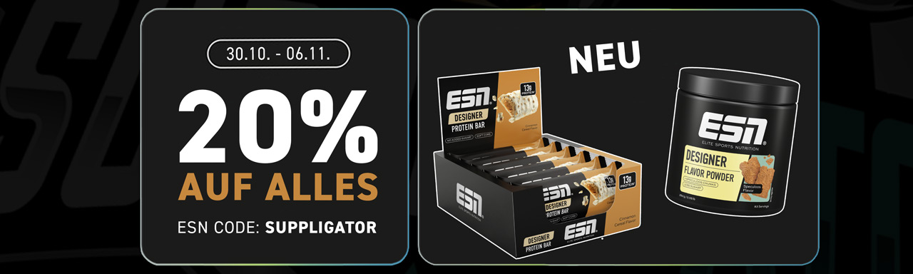 20 % de réduction sur tout chez ESN + lancement de la nouvelle barre design « Cinnamon Cereal »