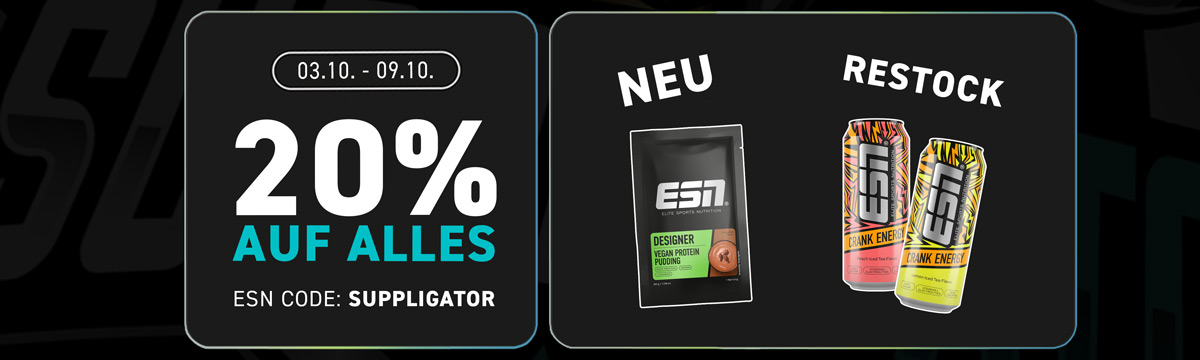20 % de réduction sur tout chez ESN + réapprovisionnement du CRANK Energy