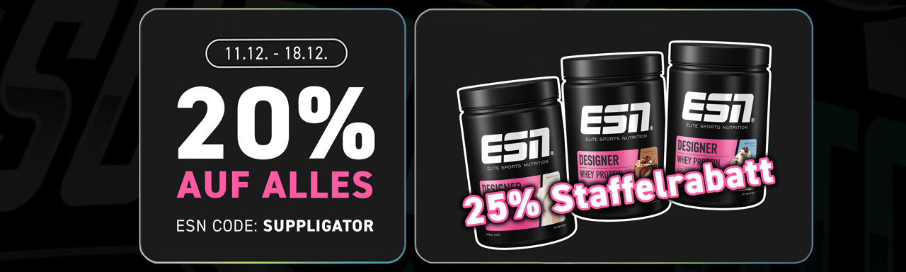 20 % sur tout + 25 % de remise échelonnée sur la gamme Designer Whey