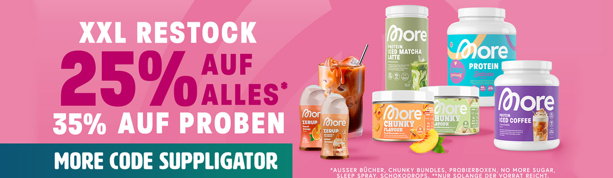 25 % de réduction sur tout chez More + 35 % sur les échantillons et les nouveaux produits Barista Zerups