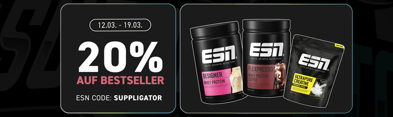 20 % de réduction sur tous les best-sellers ESN + lancement du nouveau Muscle Gainer