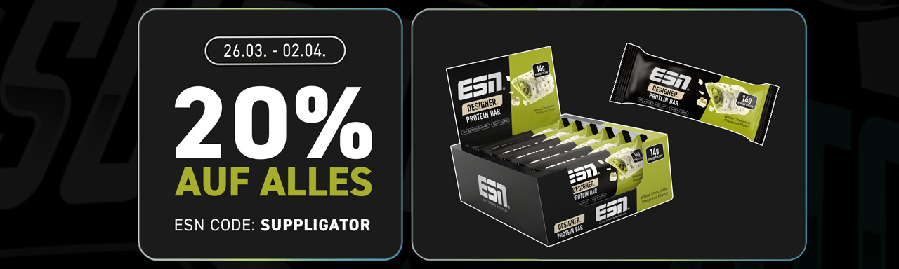20 % de réduction sur tout chez ESN + lancement des nouvelles barres de créateurs « White Chocolate Pistachio »