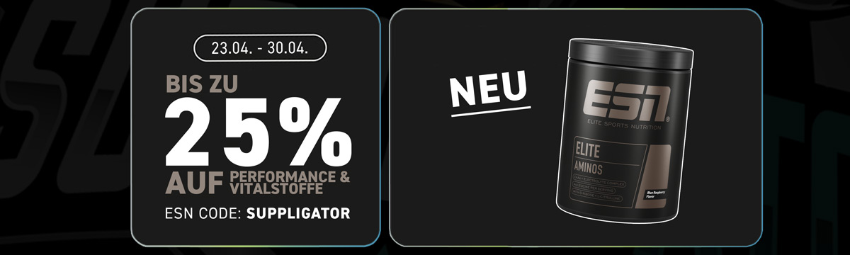 Jusqu&rsquo;à 25 % de réduction sur les compléments ESN Vitalstoffe et Performance + Lancement d&rsquo;Elite Aminos