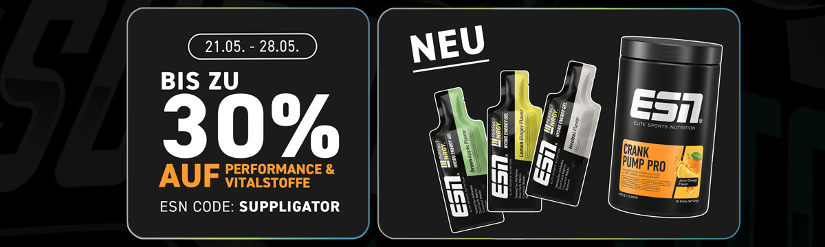 Jusqu’à 30 % de réduction dans le cadre de la promotion ESN Performance & Substances vitales + nouveaux gels NRGY