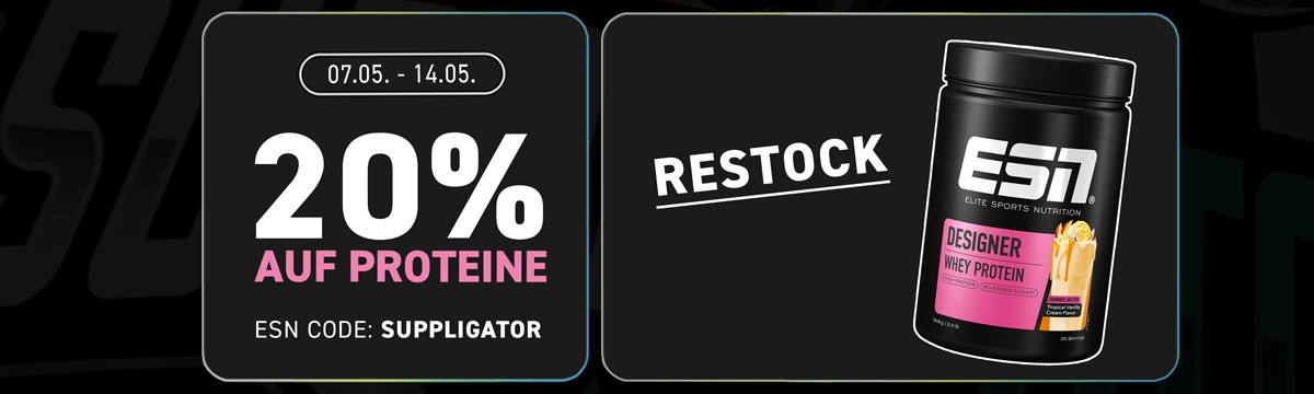 20 % de réduction sur les protéines ESN avec la réapprovisionnement en édition limitée « Designer Whey »