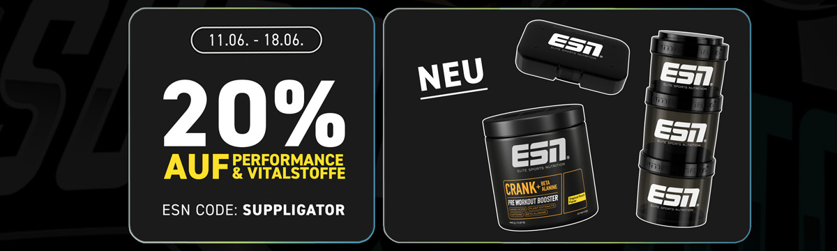 20 % de réduction sur les produits de performance et les substances vitales chez ESN à l&rsquo;occasion du lancement du nouveau CRANK + Bêta-alanine