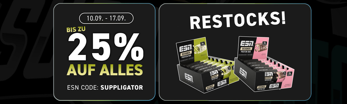 25 % de réduction sur tout chez ESN avec le réapprovisionnement de la gamme Designer Bar