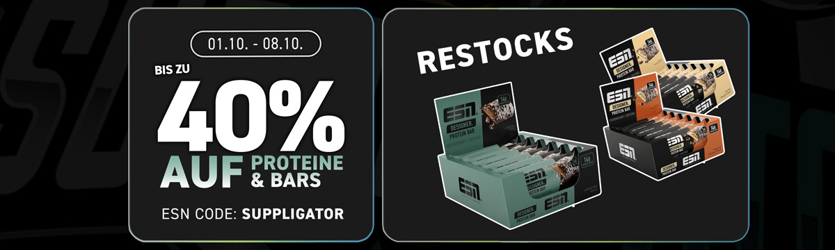 Jusqu’à 40 % de réduction sur la promotion ESN Protéines & Barres + barre de Noël « Designer Bar »