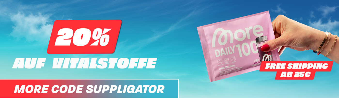 20 % de réduction sur tous les produits More Vitalstoffe + livraison gratuite à partir de 25 euros