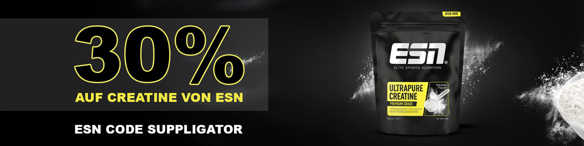 30 % de réduction sur la créatine ESN (monohydrate de créatine) avec le code promo ESN « SUPPLIGATOR »