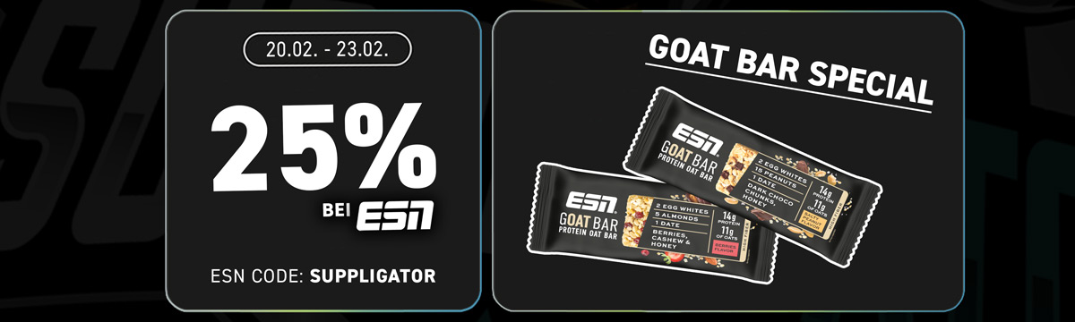 25 % de réduction sur tout chez ESN + réouverture du GOAT Bar